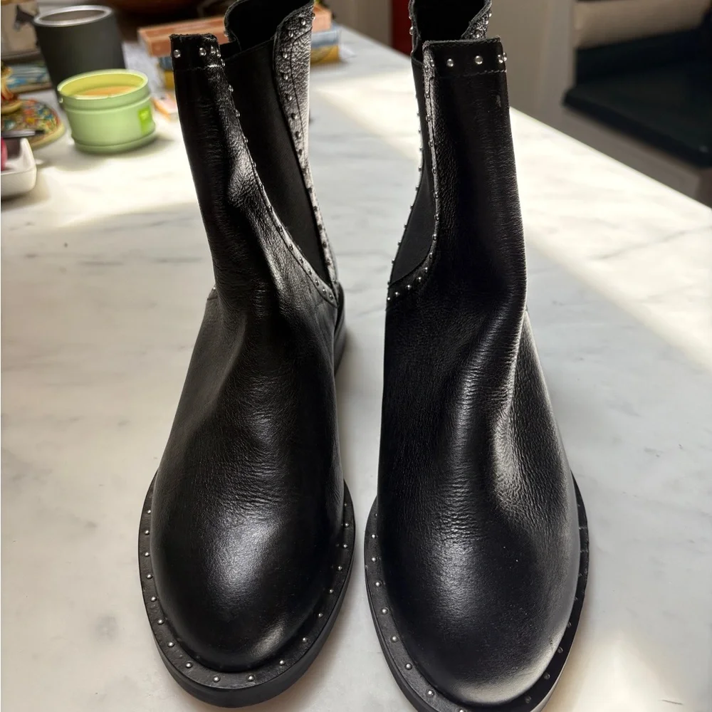 Rebecca Minkoff Black Studded Leather Ankle Boots